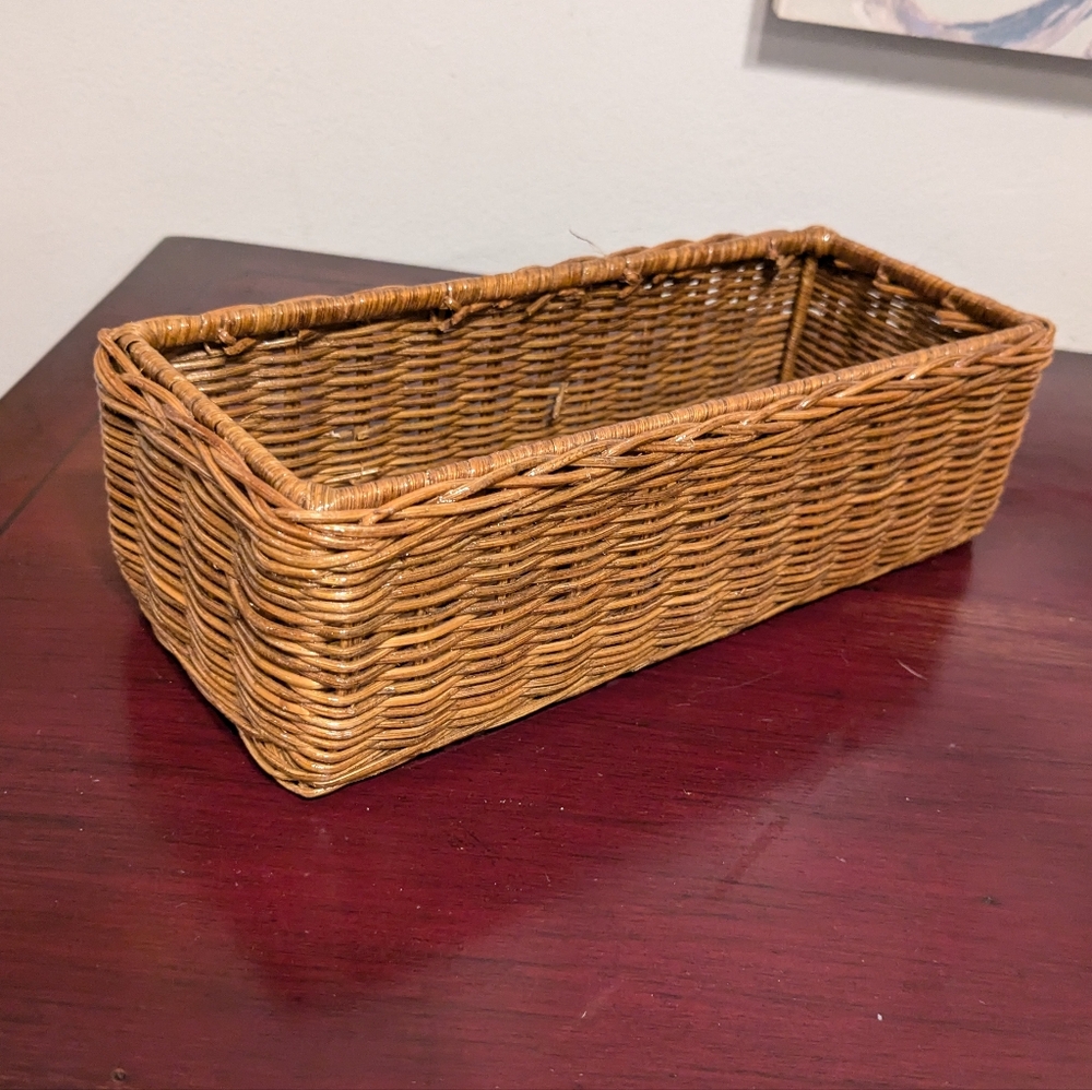 Organizers Basket Utensils Art Supplies Spoons Fork Storage Woven Cutlery EUC